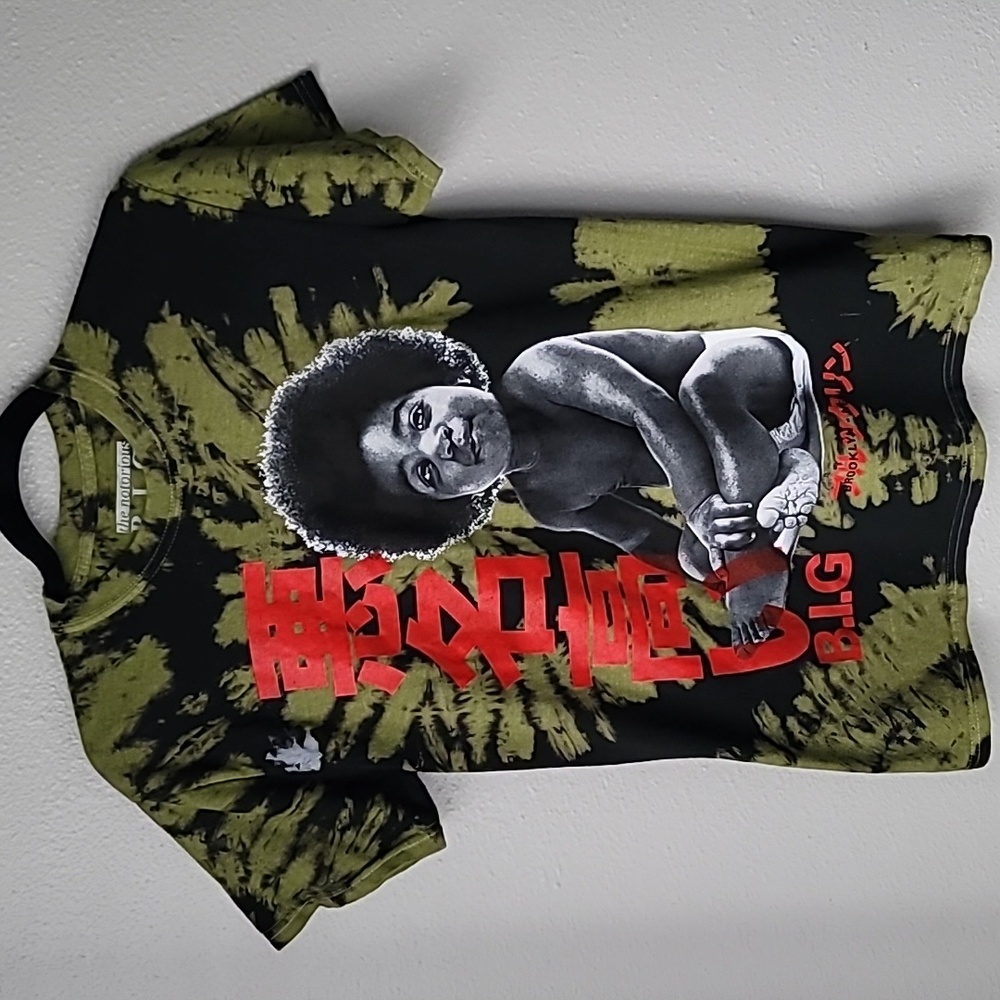 NWOT The Notorious BIG Graphic Tee *Flaw*, Size S/M, Color Black/Olive
